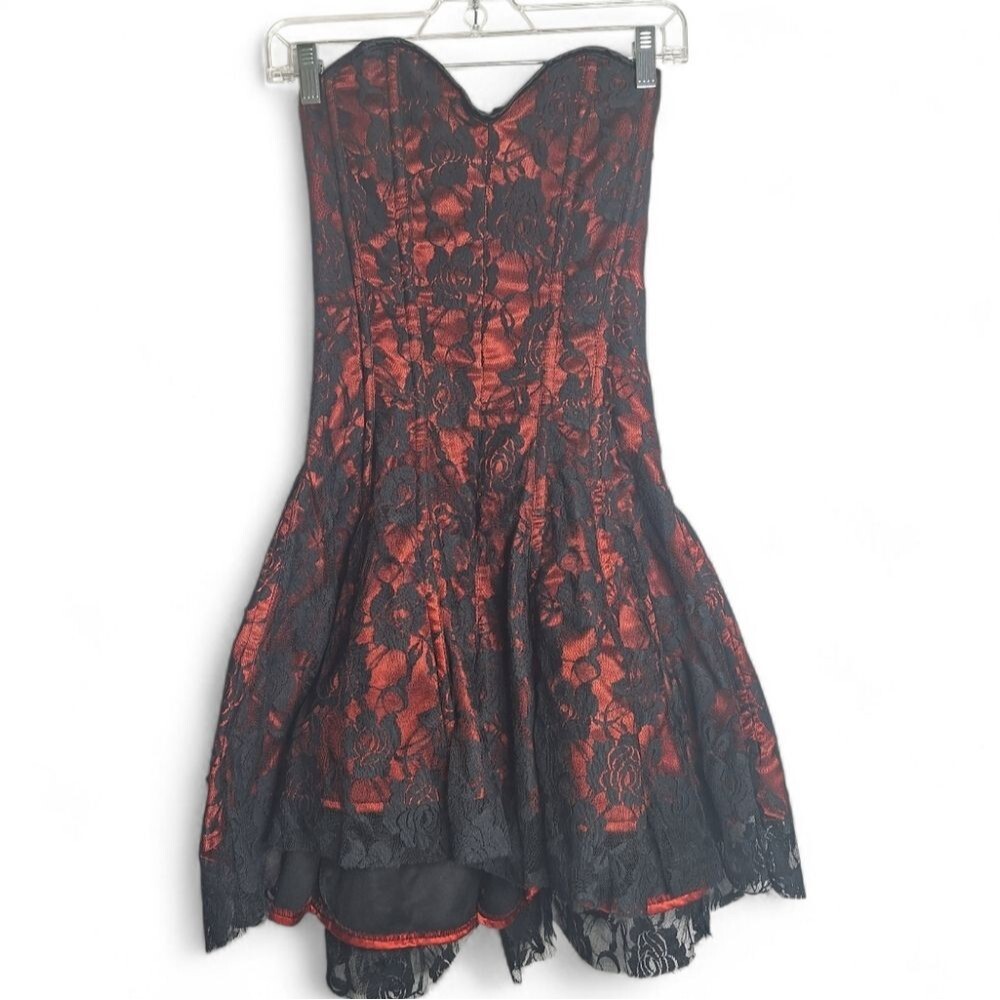 Daisy Corsets Lace Corset Dress Red & Black Small Womens
